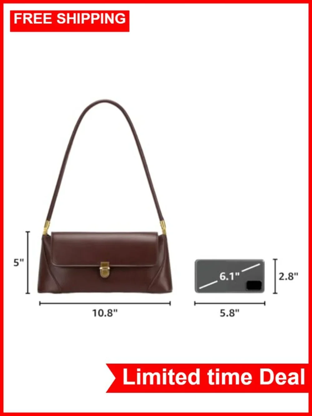 Vintage Hobo Shoulder Bag PU Leather Mini Tote Purse Women Retro Handbag